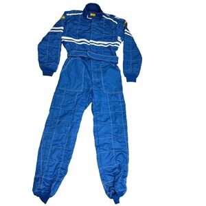 Vintage OMP Racing Suit Nomex III Blue White Stripes Full Zip Size 58